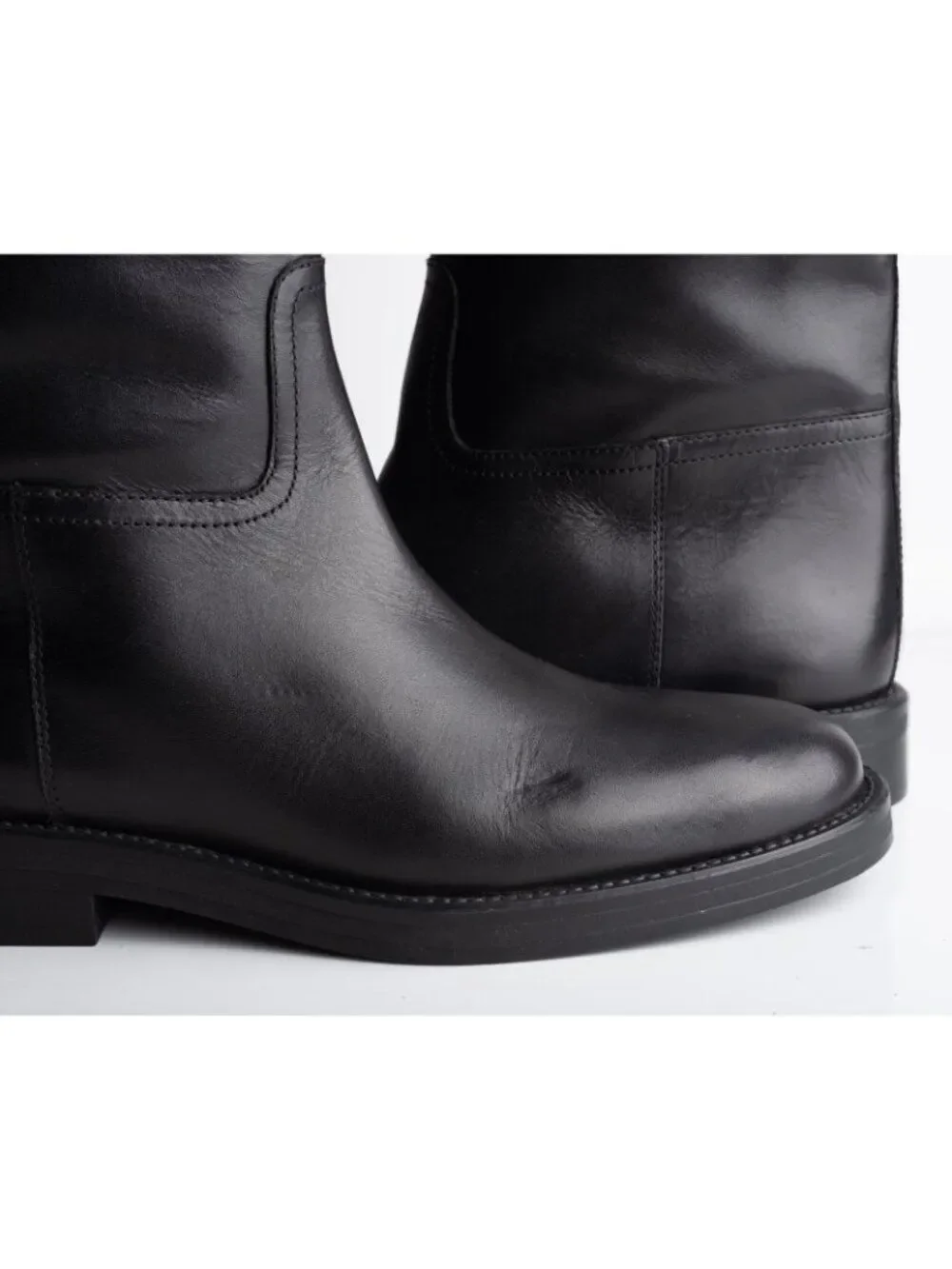 Massimo Dutti Womens Leather Knee High Riding Boots Black Sz US 9 EU 40 NWD